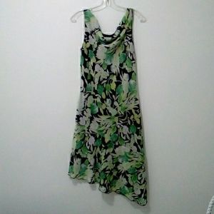 Jessica Vintage black green floral sleeveless dress